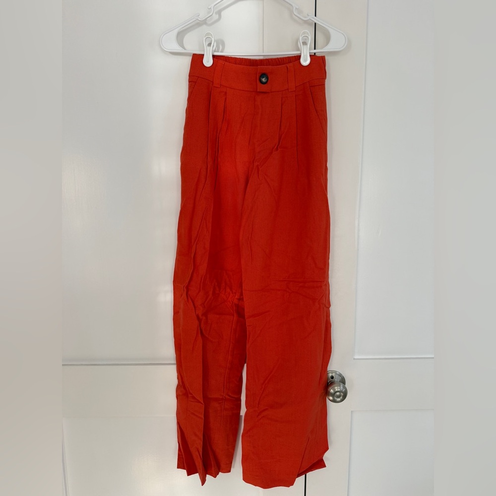 Bright Orange High-Waisted Pants